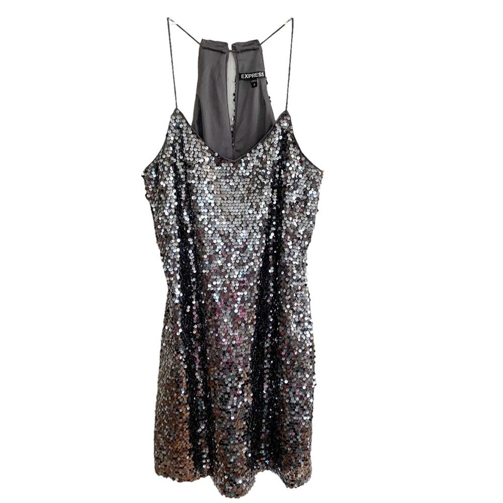 Express Grey Sequin Cami Mini Dress Small NWOT - Picture 2 of 7